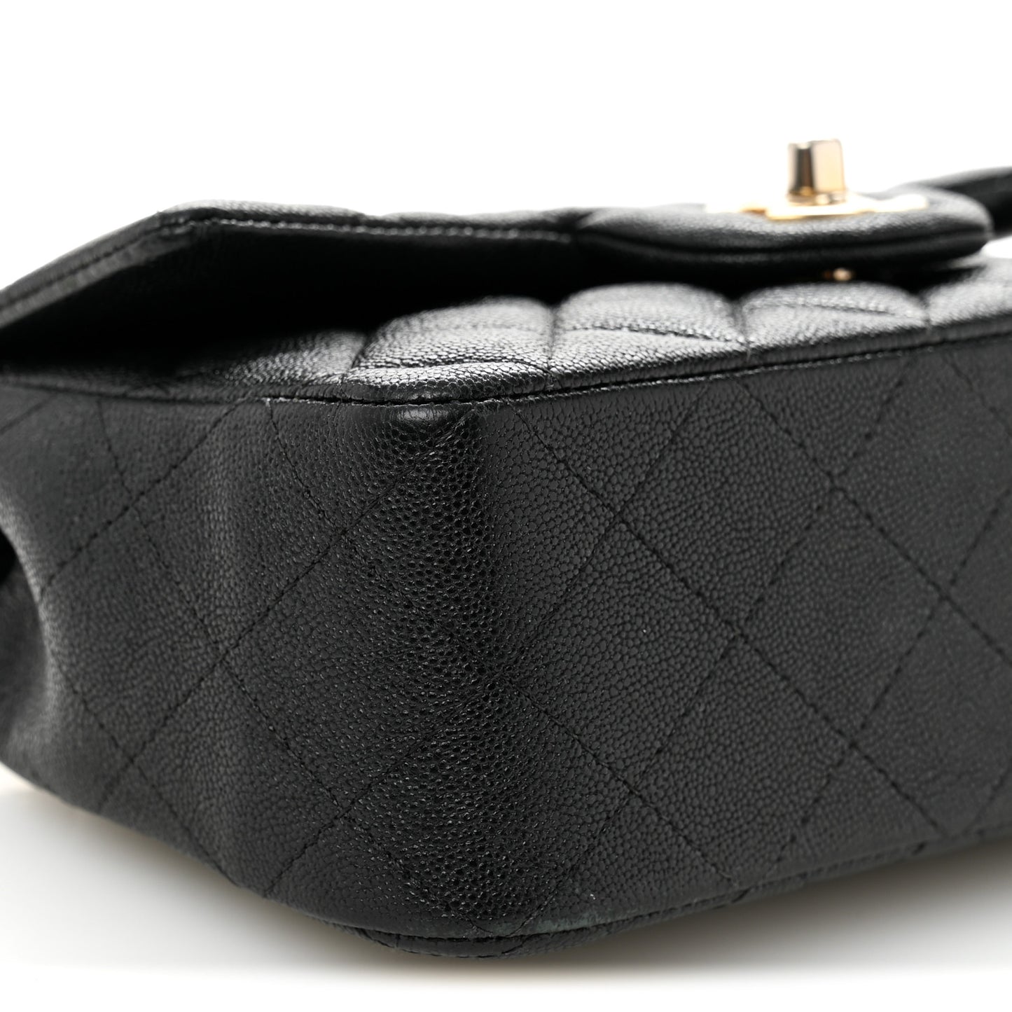 Caviar Quilted Mini Top Handle Rectangular Flap Black