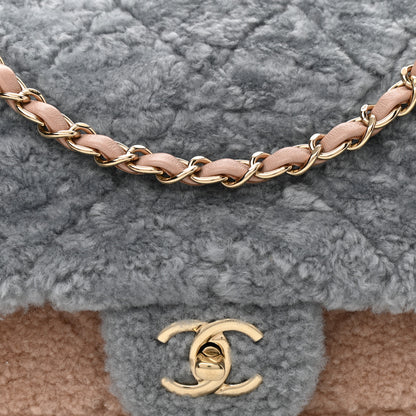 Chanel Shearling Sheepskin Single Flap Gray Pink Beige 8 of 14