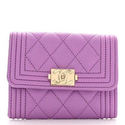 Chanel Caviar Quilted Boy Flap Card Holder Purple 1 of 10