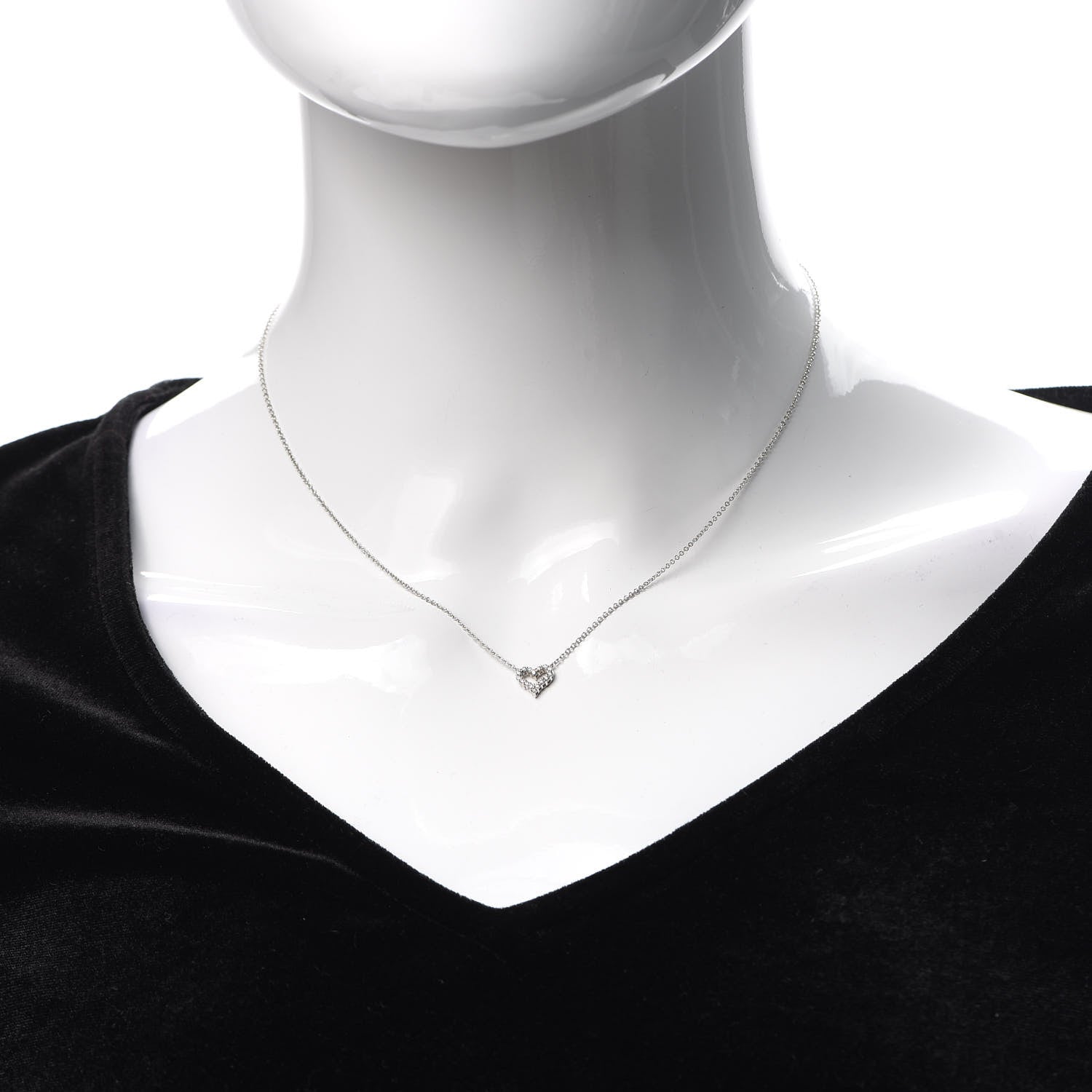 Tiffany Platinum Diamond Extra Mini Heart Pendant Necklace 2 of 6