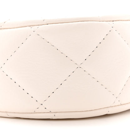 Chanel Crumpled Calfskin Quilted Braided CC Small Hobo White 9 of 12
