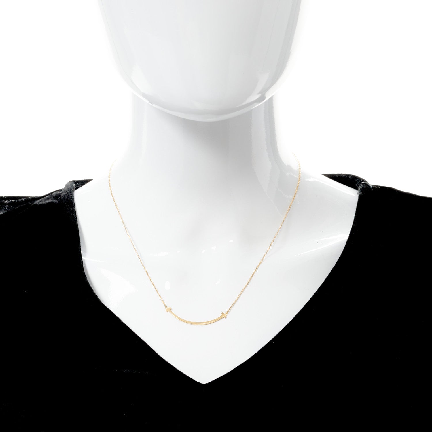 Tiffany 18K Yellow Gold Small T Smile Pendant Necklace 2 of 5