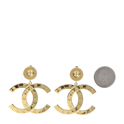 Chanel Metal Large Paris Button Earrings Gold 2 of 5