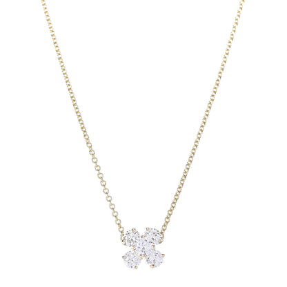 Tiffany 18K Yellow Gold Five Diamond Flower Cluster Pendant Necklace 4 of 6