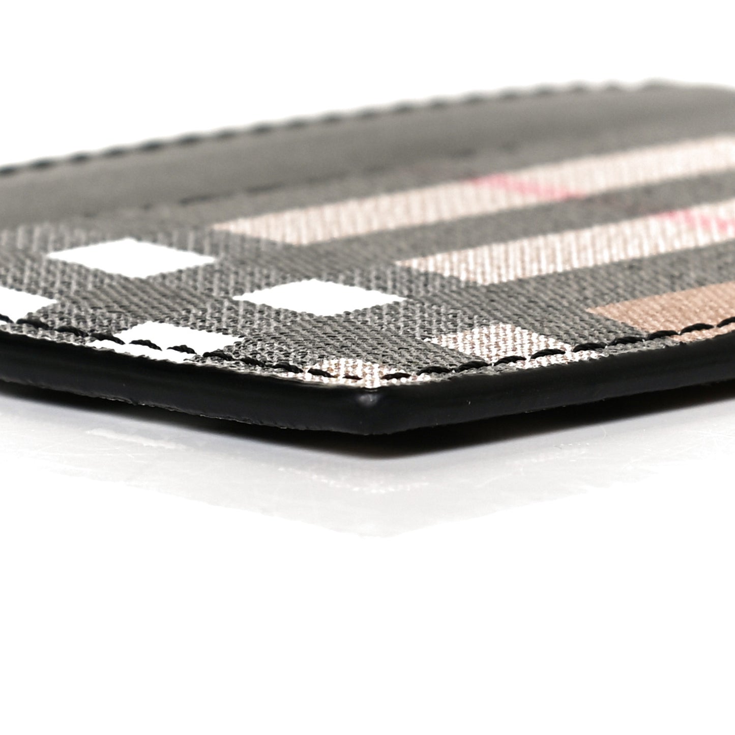 Vintage Check Calfskin Card Case Black