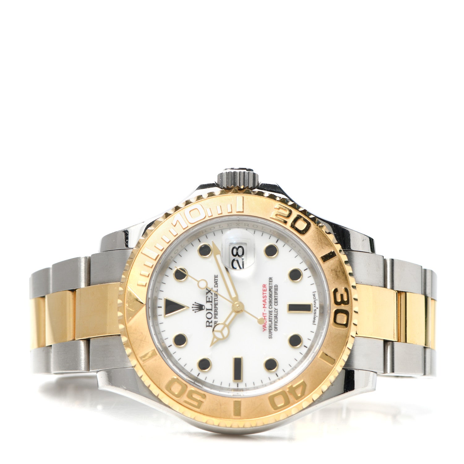 Rolex Stainless Steel 18K Yellow Gold 40mm Oyster Perpetual Date Yacht-Master Watch White 16623 2 of 4