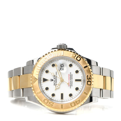 Rolex Stainless Steel 18K Yellow Gold 40mm Oyster Perpetual Date Yacht-Master Watch White 16623 2 of 4