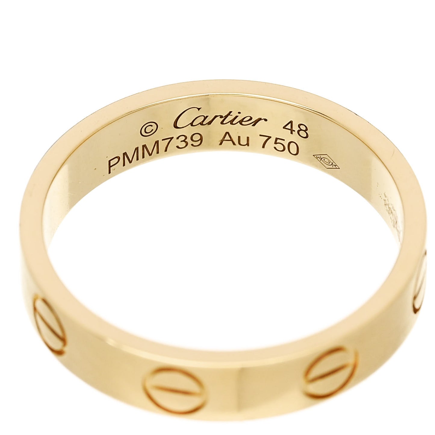 18K Yellow Gold 3.5mm Brushed Finish LOVE Wedding Band Ring 48 4.5