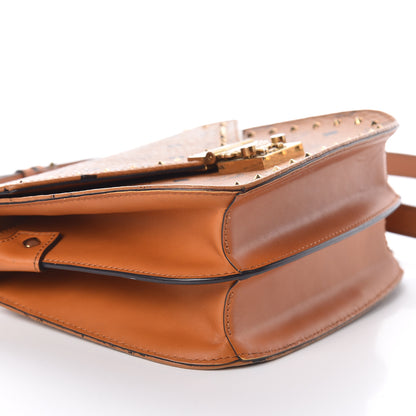 MCM Visetos Studded Small Patricia Crossbody Bag Cognac 7 of 9