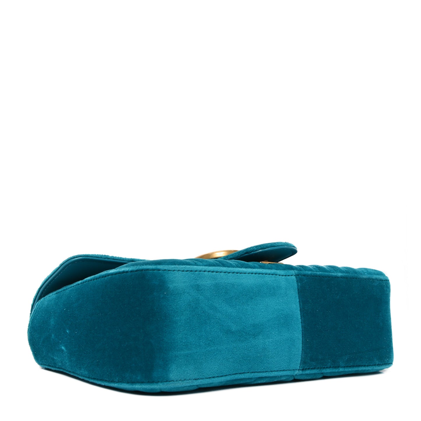 Velvet Matelasse Small GG Marmont Shoulder Bag Pavone Cyan