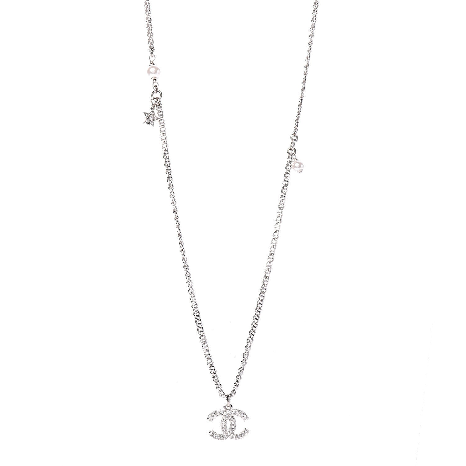 Chanel Crystal Pearl Star CC Necklace Pearly White 1 of 5