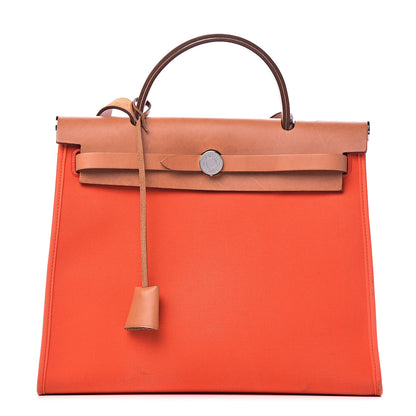 Hermes Vache Hunter Toile Herbag Zip 31 PM Capucine Fauve 3 of 24