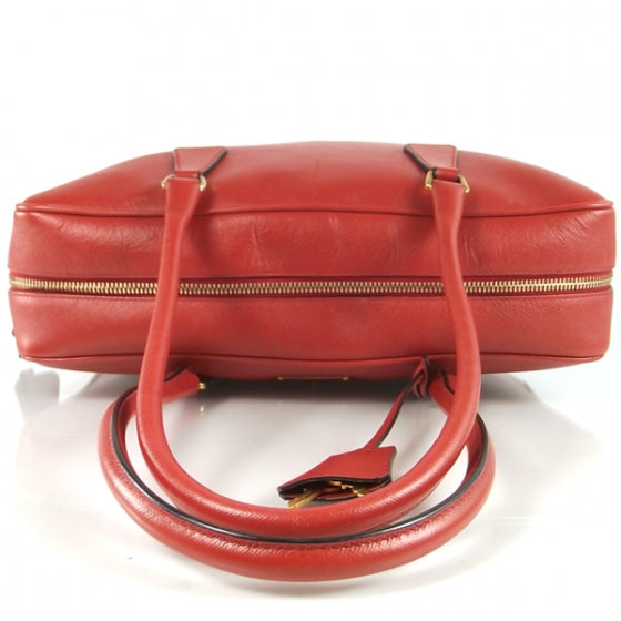Saffiano Lux Leather Boston Tote Red