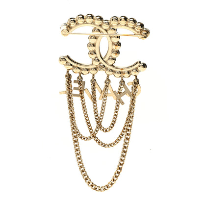 Chanel Metal Crystal Bow-tiful CC Chain Brooch Gold 3 of 5