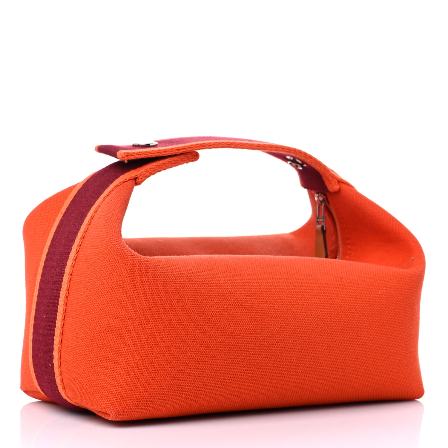 Hermes Canvas Small Bride-A-Brac Pouch Orange Burgundy 4 of 9