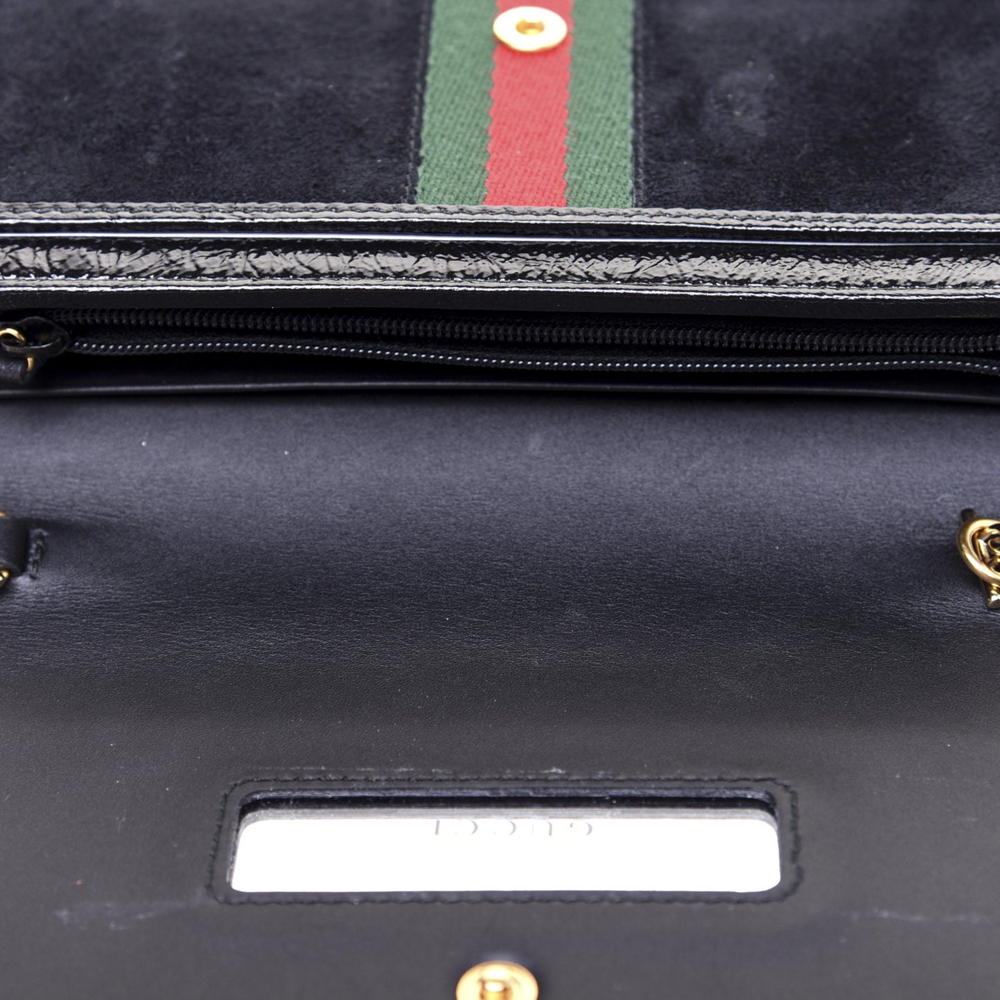 Suede Patent Web Ophidia Wallet On Chain Black