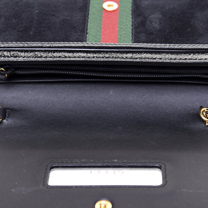 Gucci Suede Patent Web Ophidia Wallet On Chain Black 10 of 13