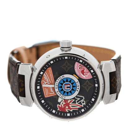 Louis Vuitton Stainless Steel Monogram 34mm Tambour World Tour Dial Quartz Watch 2 of 5