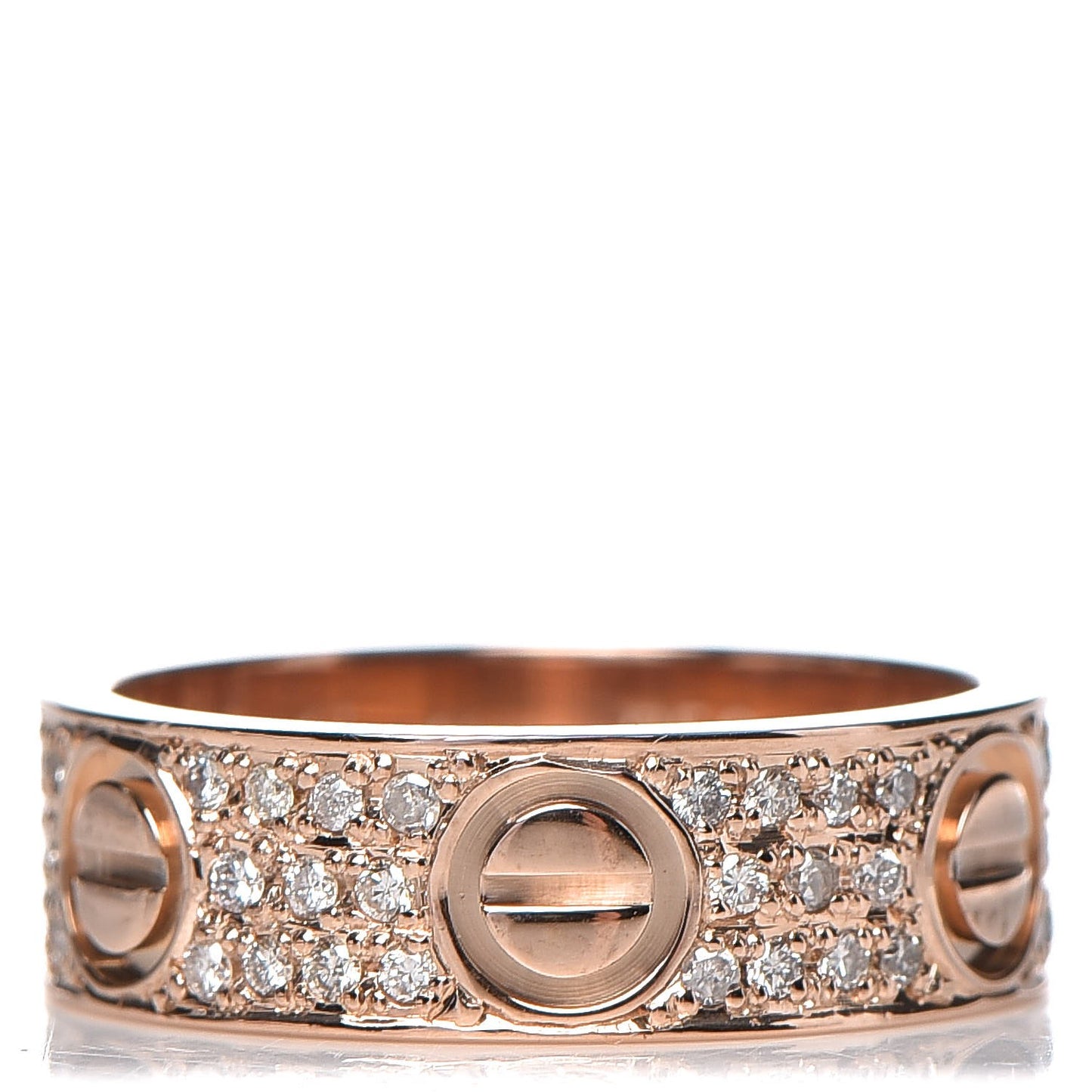 18K Pink Gold Diamond 5.5mm LOVE Wedding Paved Band Ring 47 4