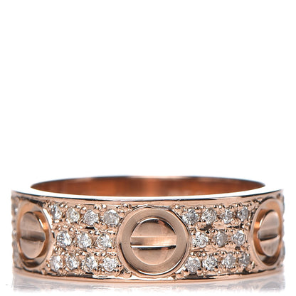 Cartier 18K Pink Gold Diamond 5.5mm LOVE Wedding Paved Band Ring 47 4 10 of 10