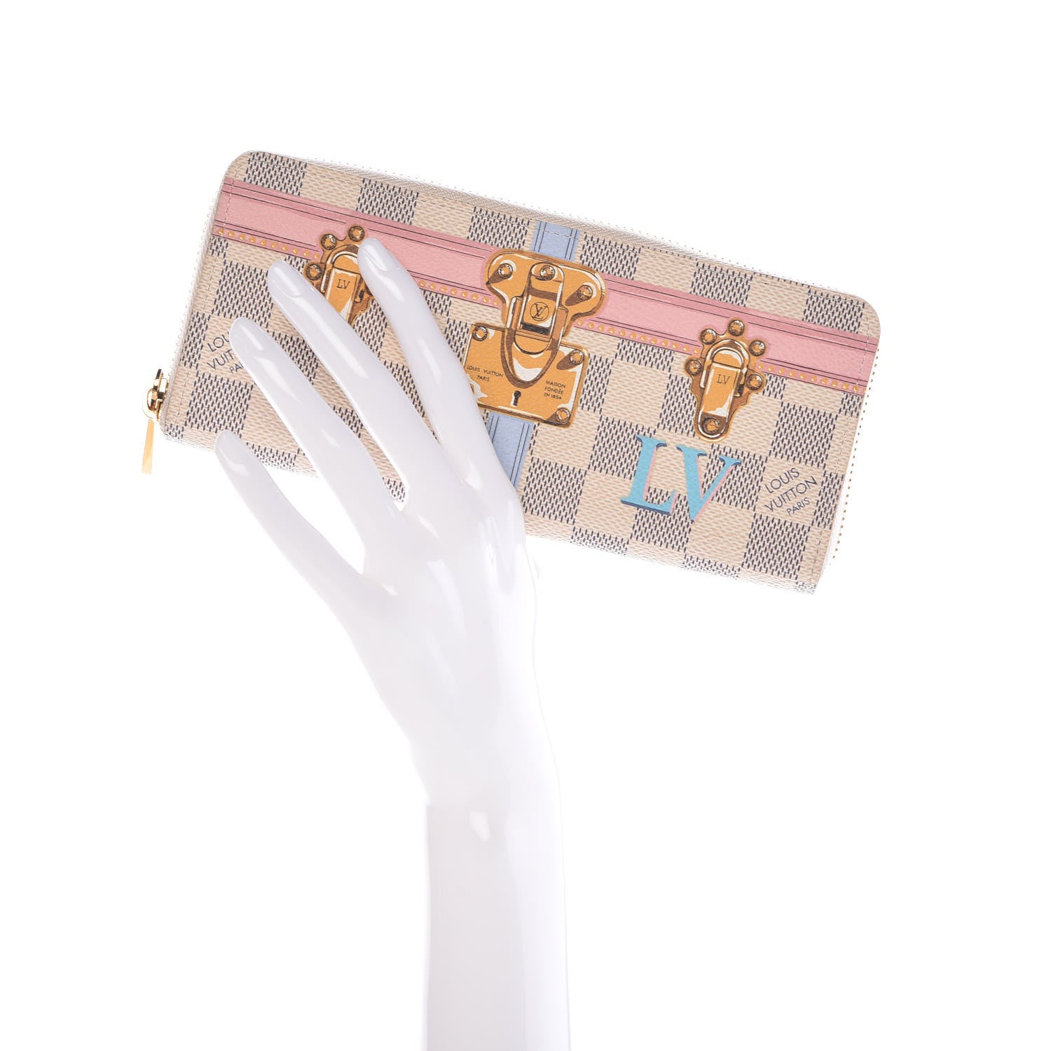 Louis Vuitton Damier Azur Summer Trunks Clemence Wallet 2 of 10