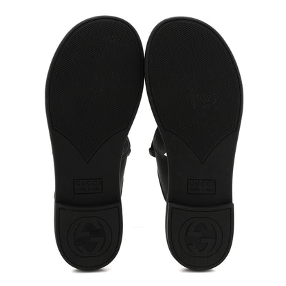 Gucci Rubber Womens Horsebit Thong Sandals 38 Black 6 of 9