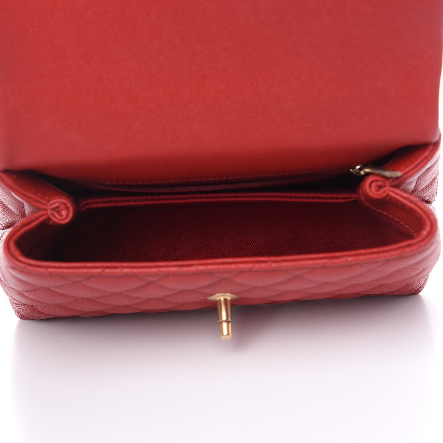 Caviar Lizard Quilted Mini Coco Handle Flap Red
