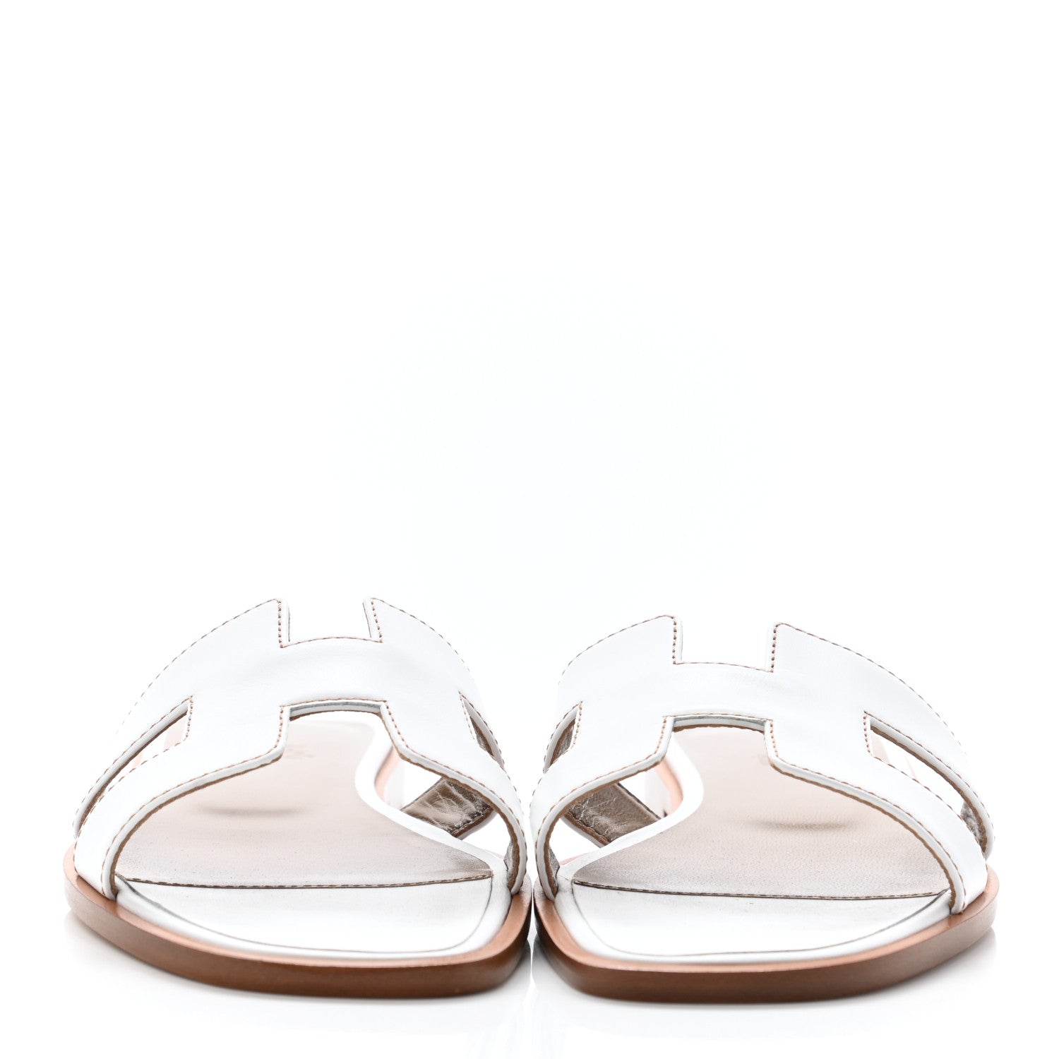 Hermes Box Calfskin Oran Sandals 36 White 2 of 8