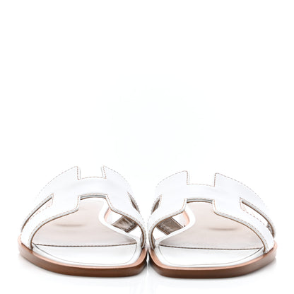 Hermes Box Calfskin Oran Sandals 36 White 2 of 8