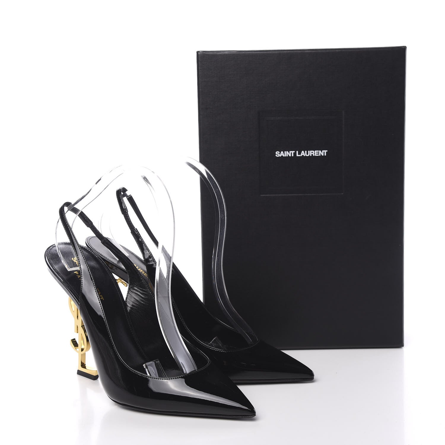 Saint Laurent Patent Opyum 110 Slingback Pumps 41 Black Gold 9 of 9