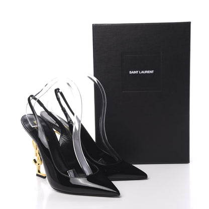 Saint Laurent Patent Opyum 110 Slingback Pumps 41 Black Gold 9 of 9