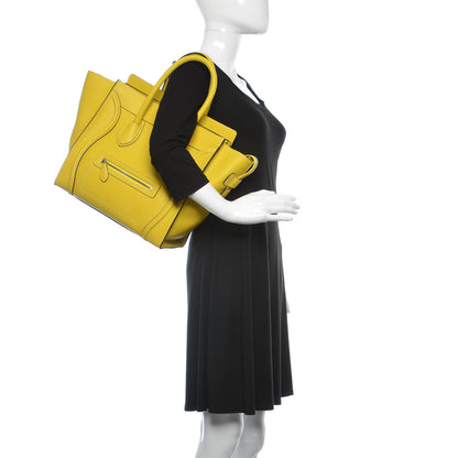 Celine Drummed Calfskin Mini Luggage Citron 2 of 9