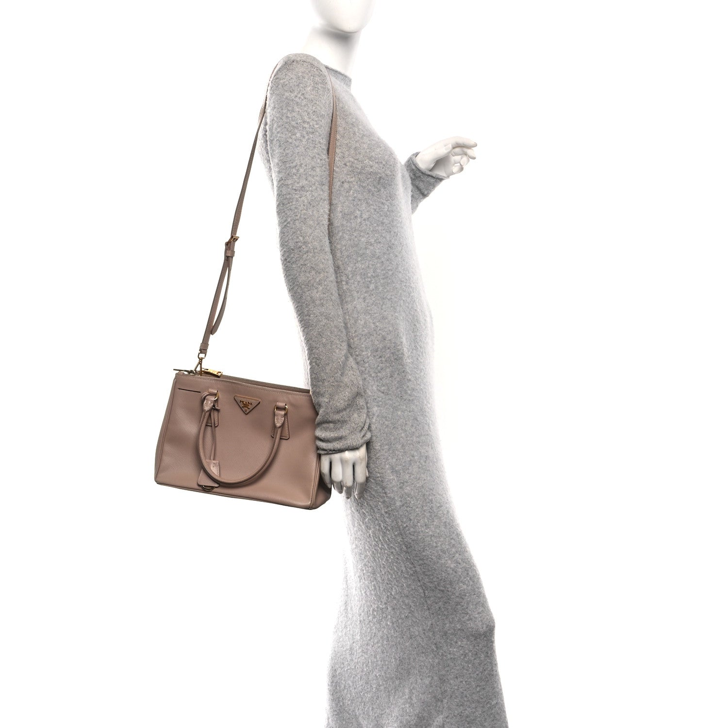 Prada Saffiano Lux Small Galleria Double Zip Tote Cammeo 1864290