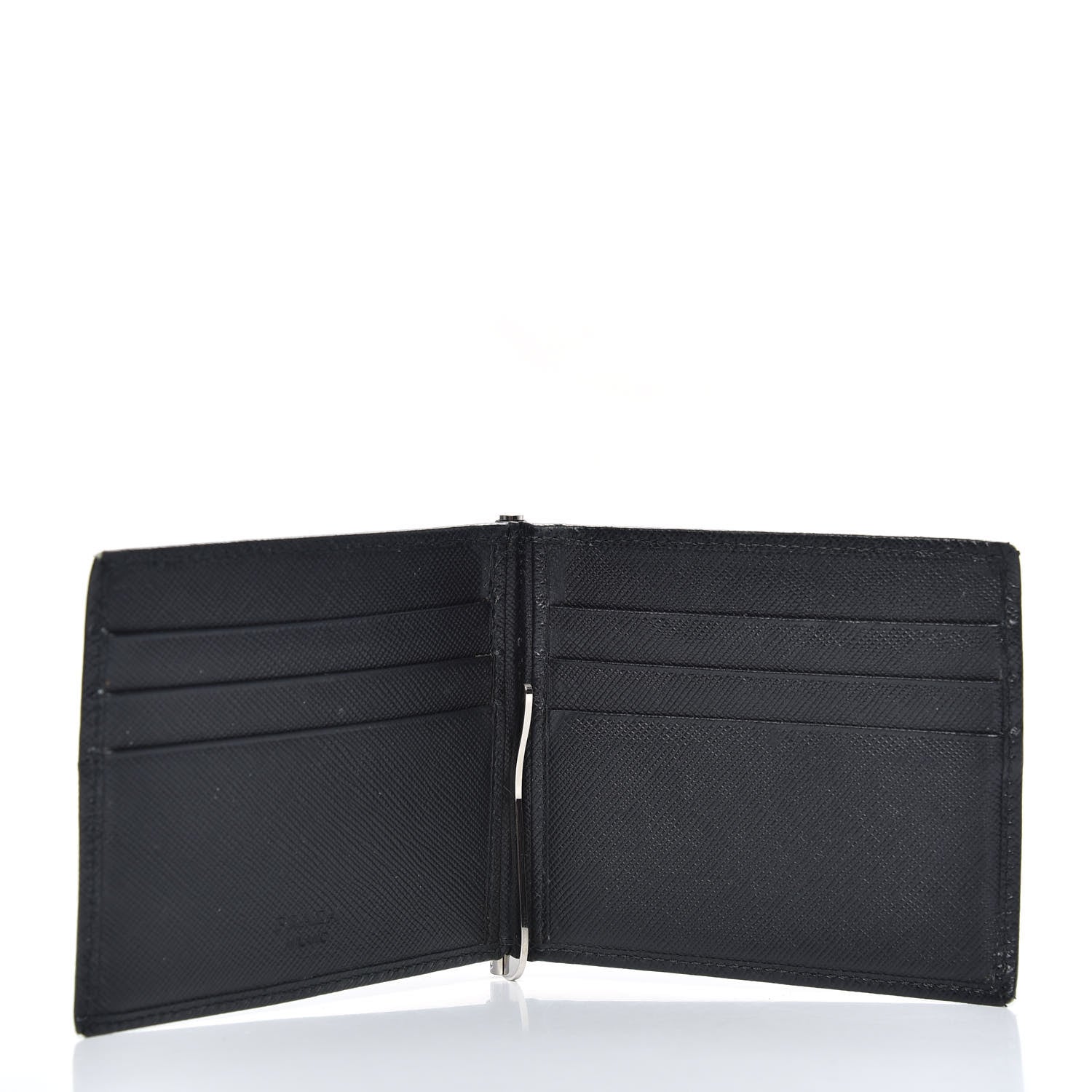 Prada Saffiano Money Clip Bi-Fold Wallet Black 5 of 7