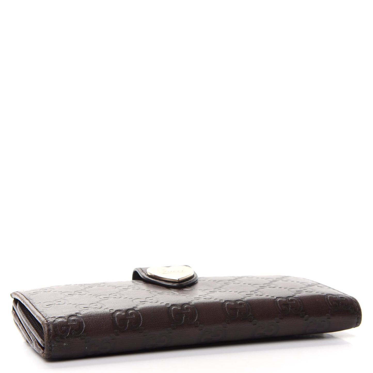 Guccissima Heart Continental Wallet Dark Brown