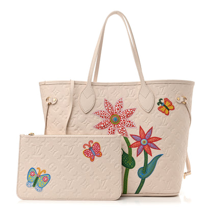 Louis Vuitton LV X YK Empreinte Inlaid Kusama Flowers Neverfull MM Quartz 1 of 11