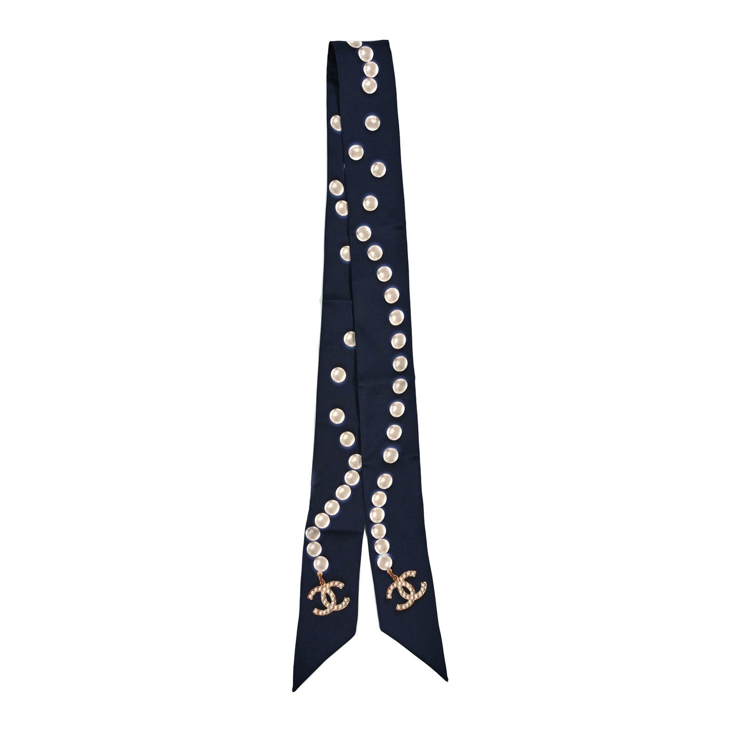 Silk Pearl CC Slim Bandeau Scarf Dark Navy