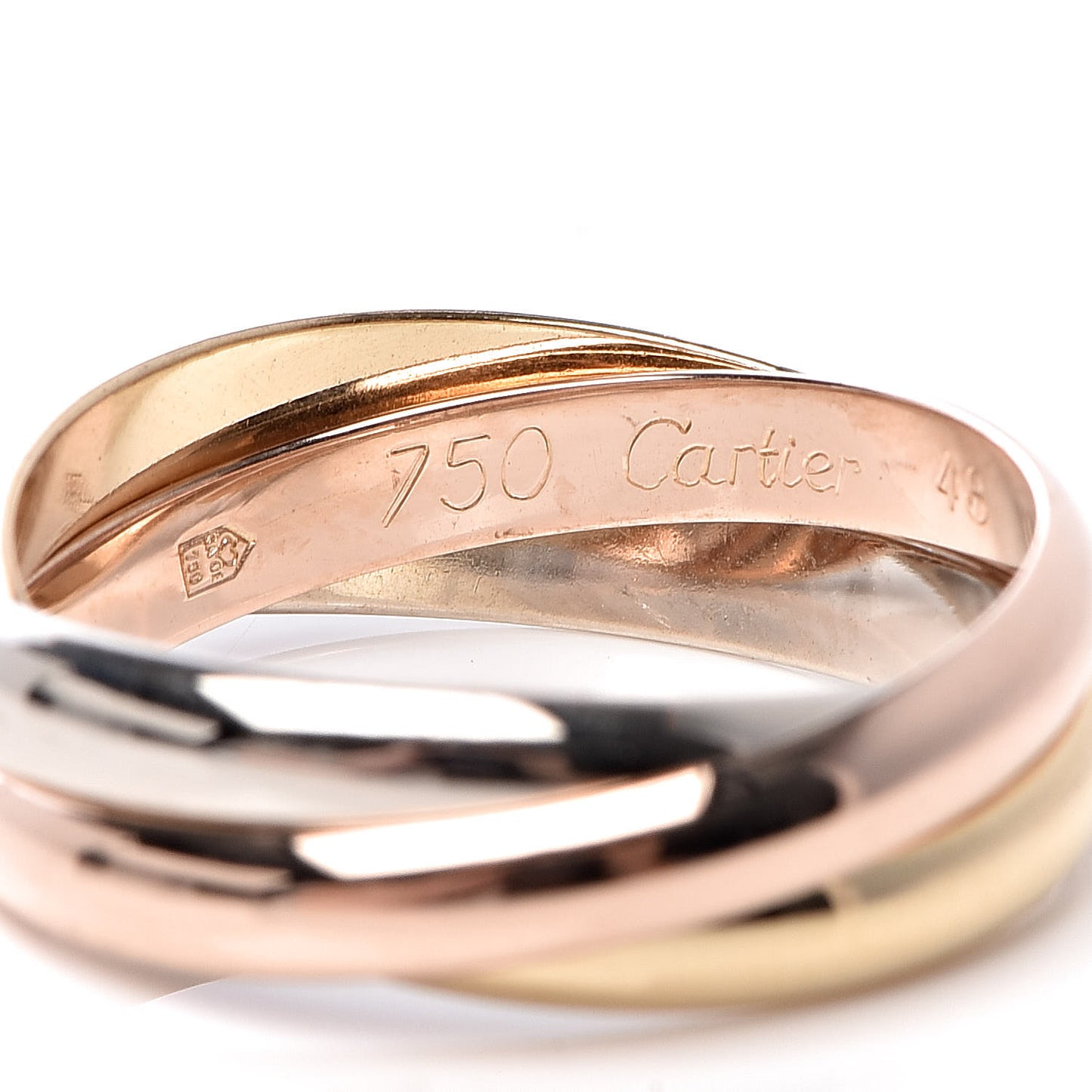 18K Pink Yellow White Gold Small Trinity Ring 48 4.5