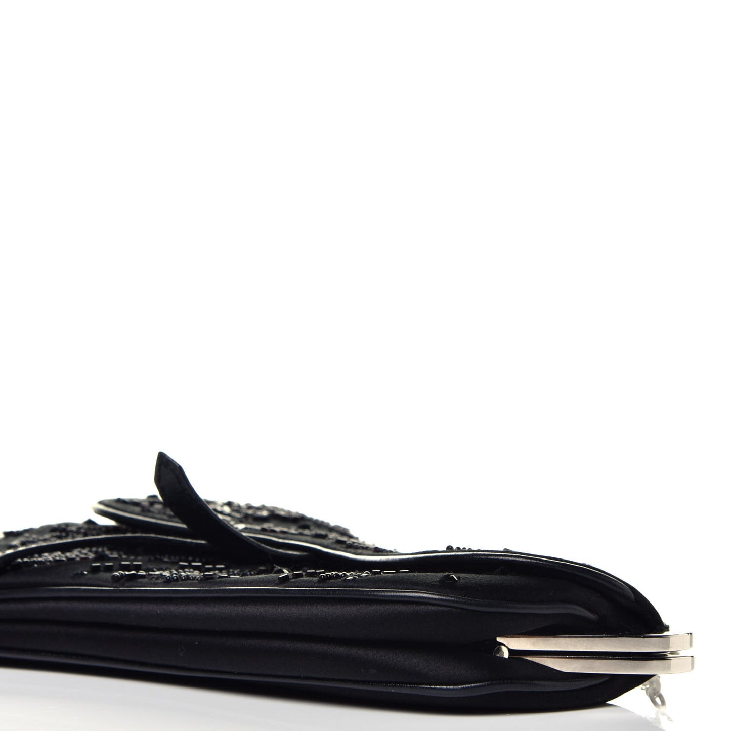 Satin Bead Embroidered Mini Frame Saddle Black