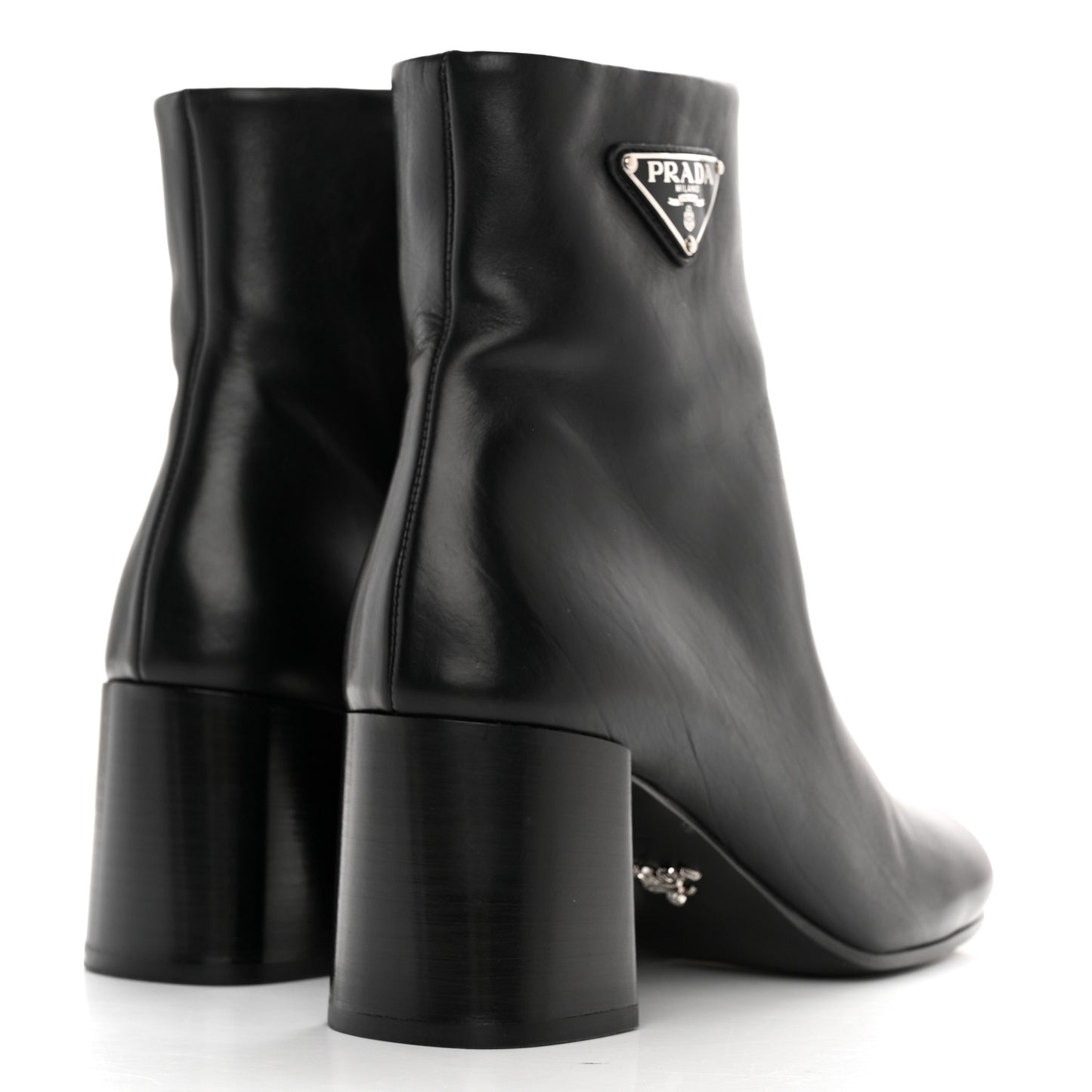 Vitello Metal Triangle Logo Zip 65mm Boots 40 Black