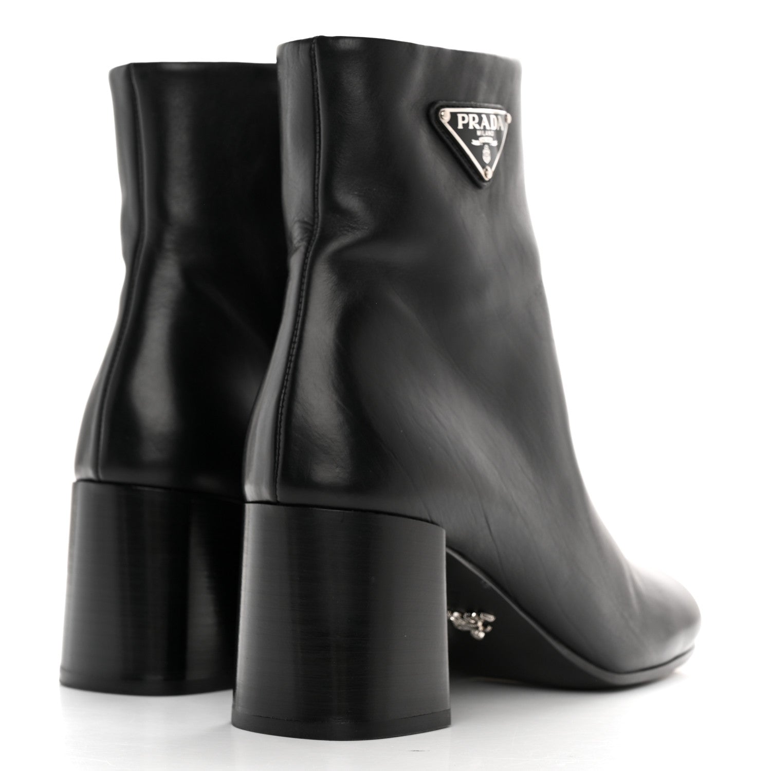 Prada Vitello Metal Triangle Logo Zip 65mm Boots 40 Black 4 of 10