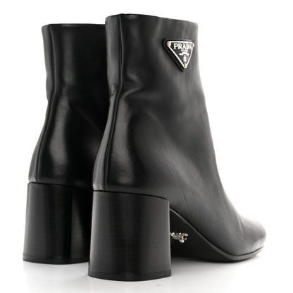 Prada Vitello Metal Triangle Logo Zip 65mm Boots 40 Black 4 of 10
