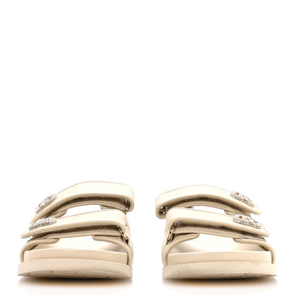 Gucci Calfskin Double G Crystal Womens Isla Dad Sandals 37 Ivory 3 of 8