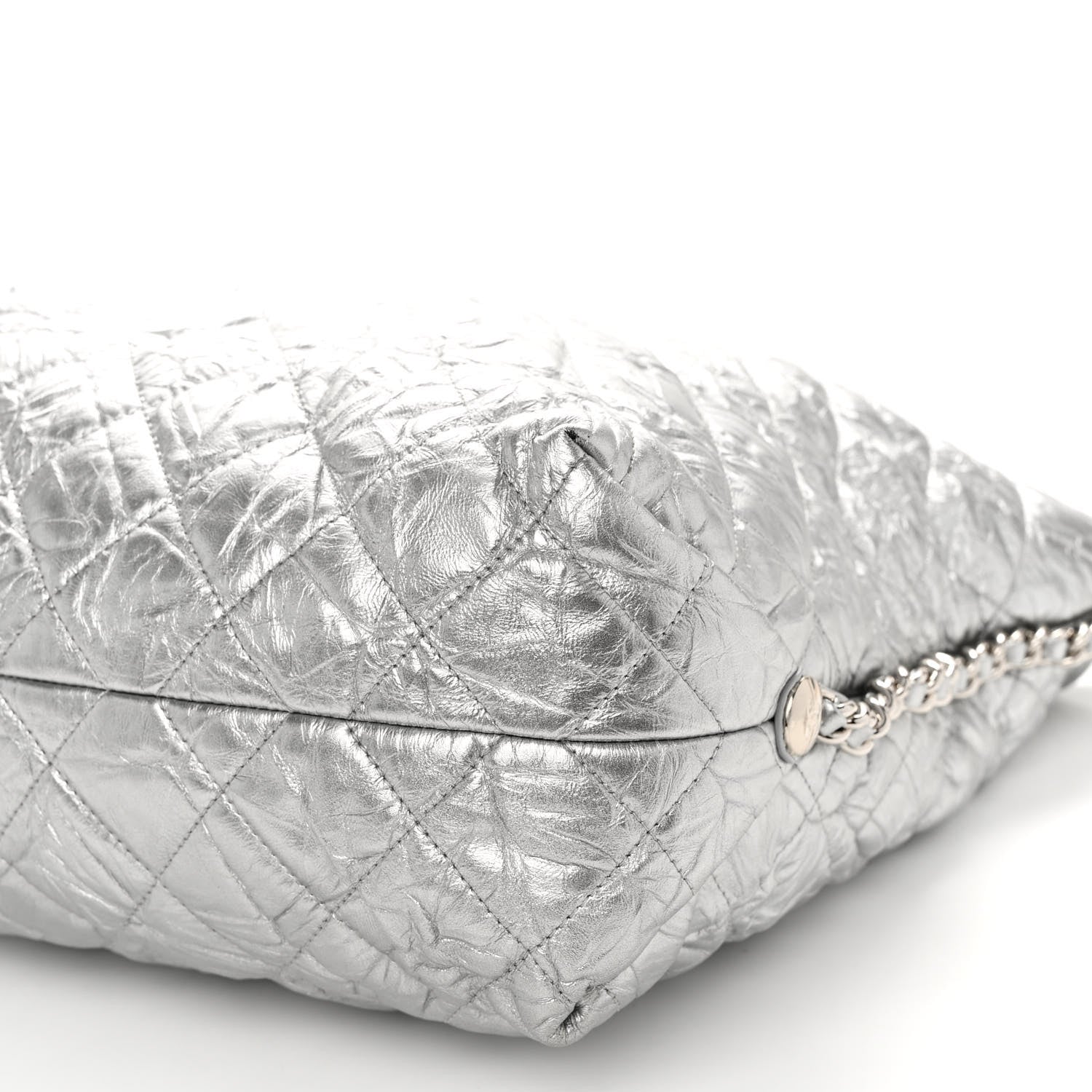 Chanel Metallic Crackled Calfskin Quilted Large Big Bang Hobo Silver 10 of 10