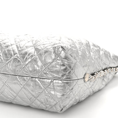 Chanel Metallic Crackled Calfskin Quilted Large Big Bang Hobo Silver 10 of 10