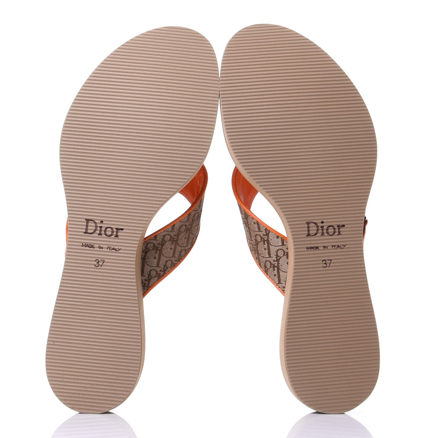 Calfskin Monogram Trotter Thong Sandals 37 Orange