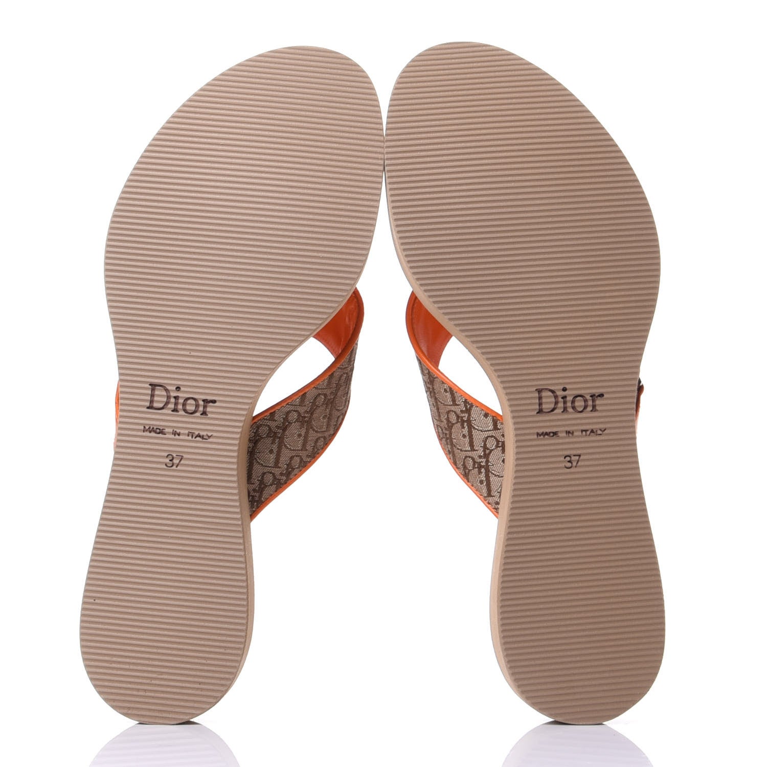 Christian Dior Calfskin Monogram Trotter Thong Sandals 37 Orange 7 of 11
