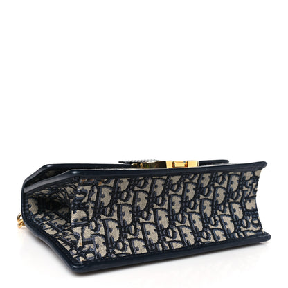 Christian Dior Oblique 30 Montaigne Chain Flap Bag Blue 4 of 10