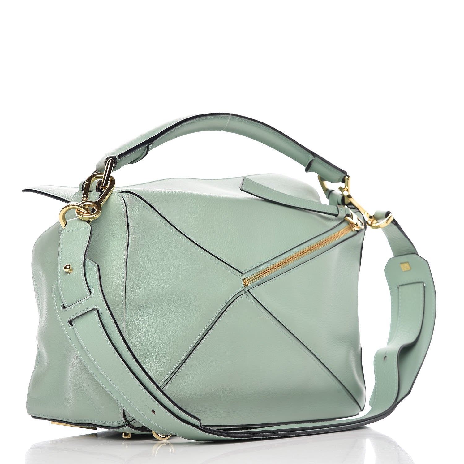 Loewe Calfskin Puzzle Bag Sea Water Green 3 of 17