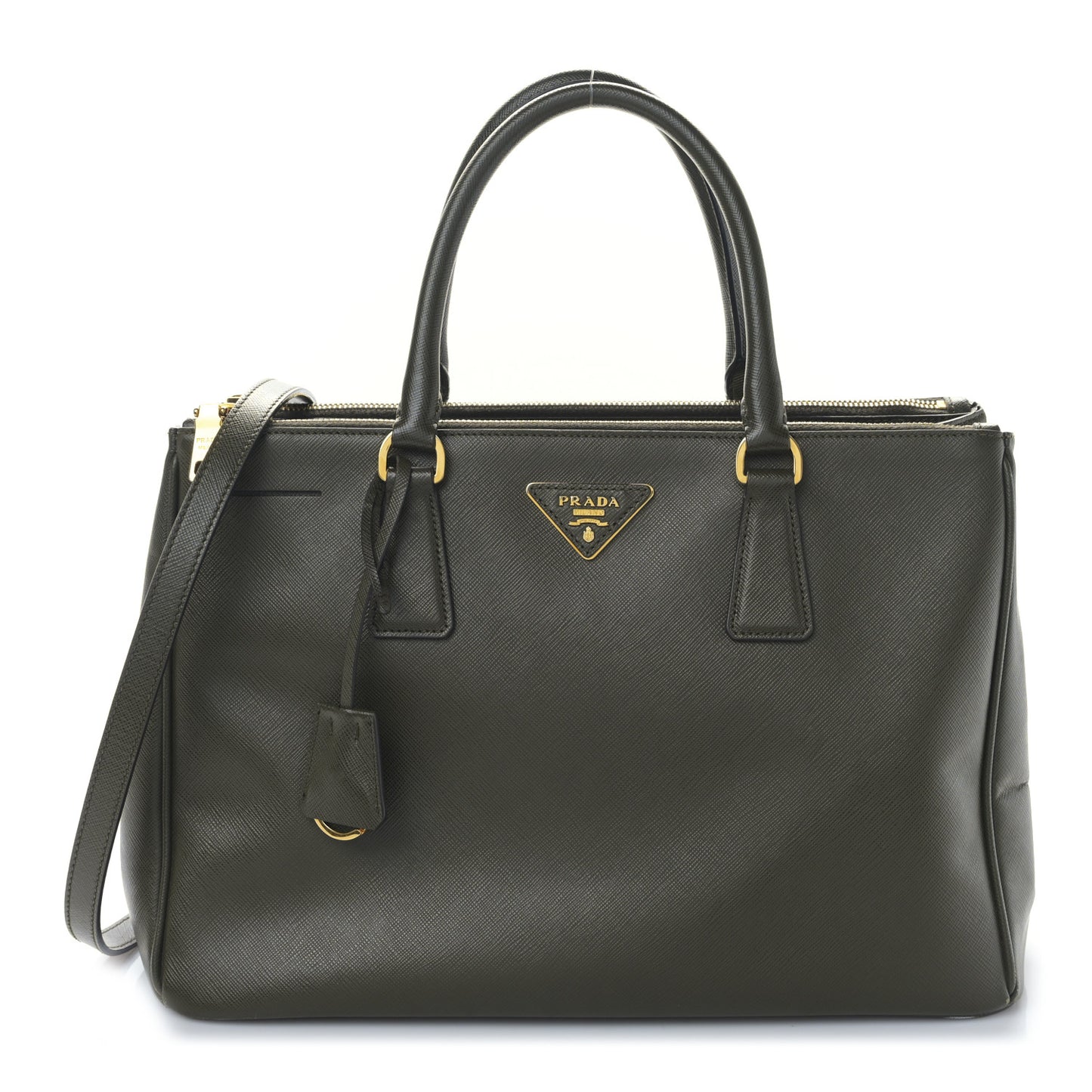 Saffiano Lux Medium Galleria Double Zip Tote Militare